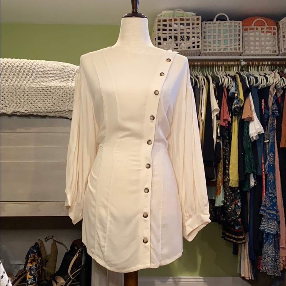 FP Balloon Sleeve Button Up Blouse